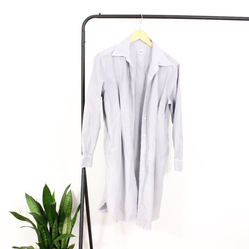 *GAP Grey Button Up Long Sleeve Dress